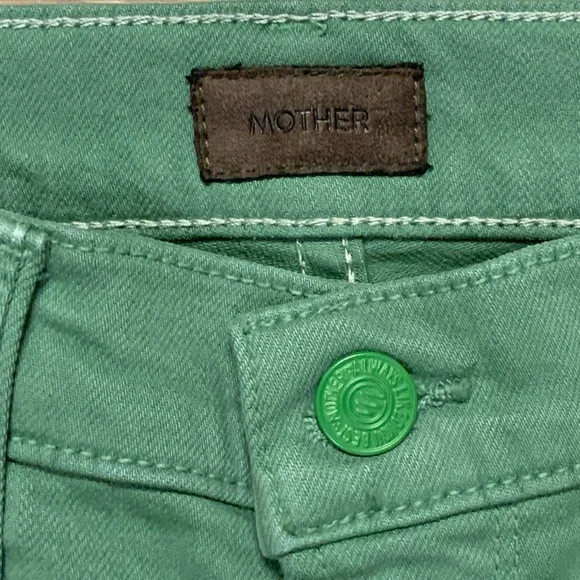 Mother The Mid Rise Dazzler Ankle Fray Play Date Jeans Juniper Green Size 26 - Picture 7 of 16